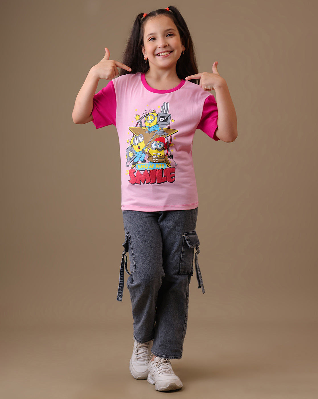 Minions Printed Regular Fit Tshirt For Girls