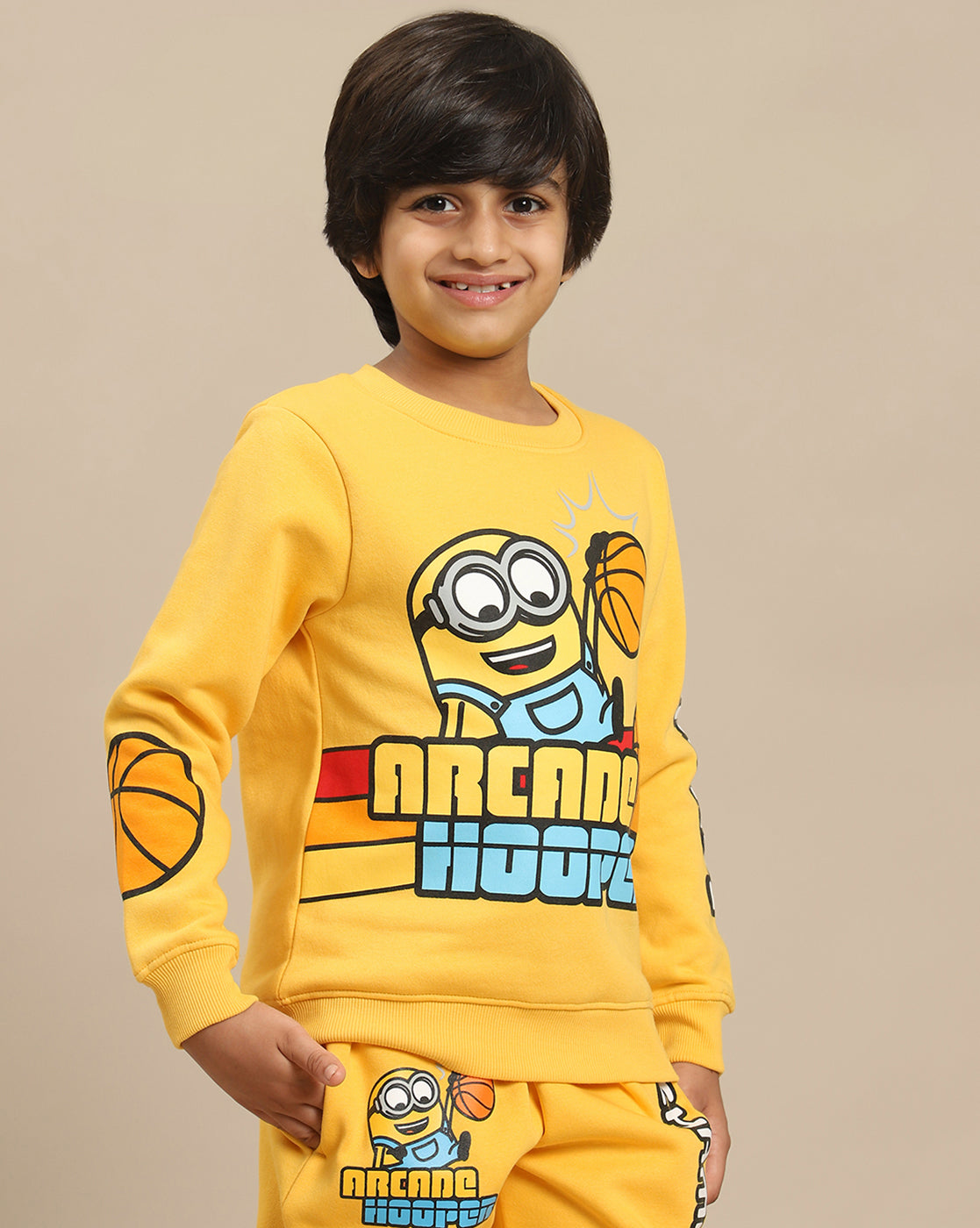 Minions Printed Regular Fit Sweatshirt For Boys