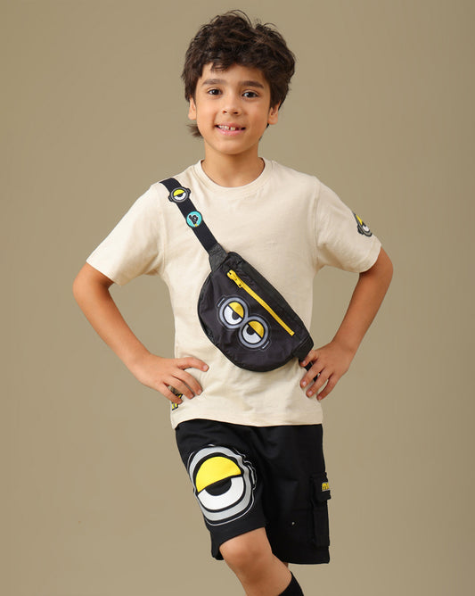Minions Printed Regular Fit T-Shirt & Shorts For Boys