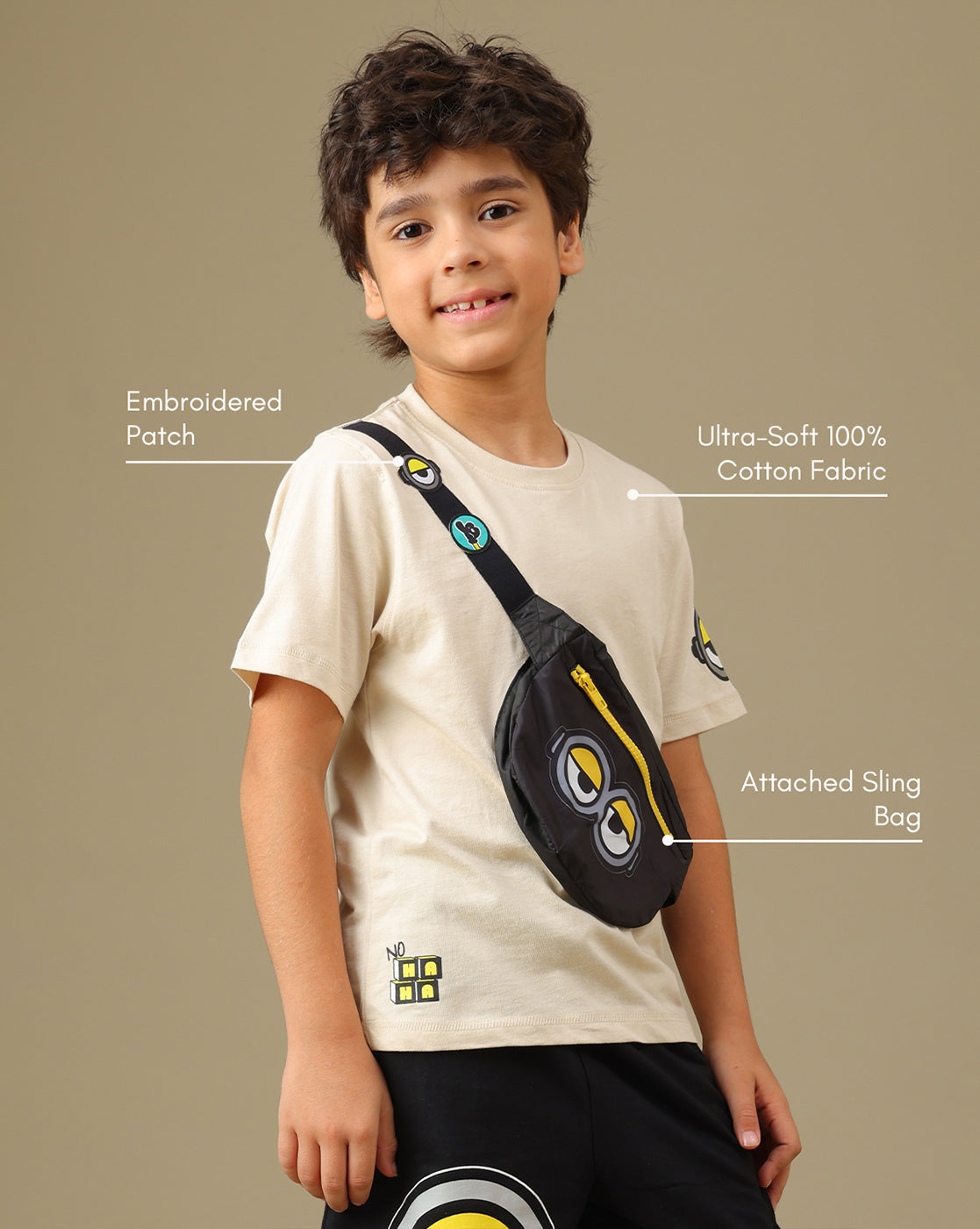 Minions Printed Regular Fit T-Shirt & Shorts For Boys
