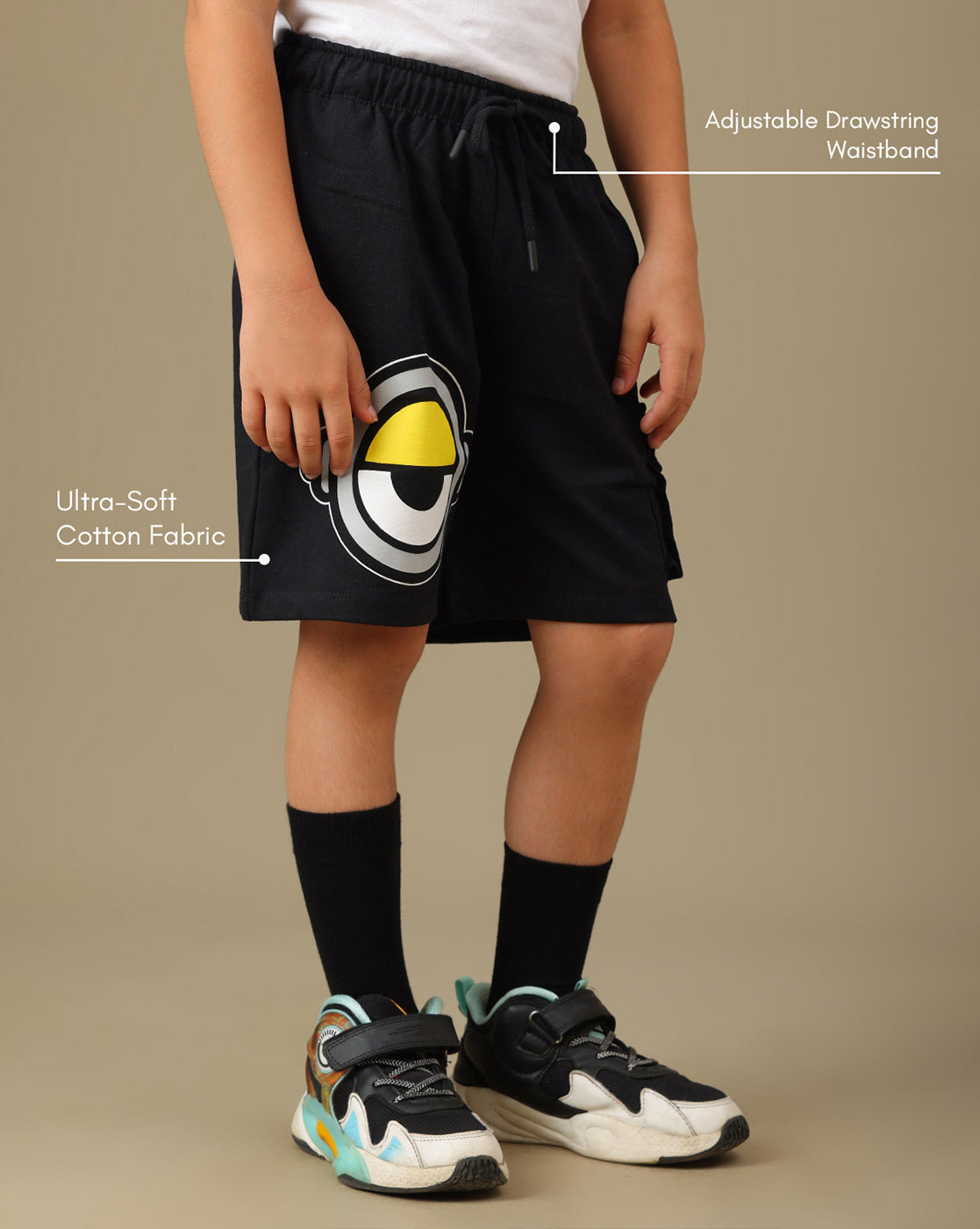 Minions Printed Regular Fit T-Shirt & Shorts For Boys