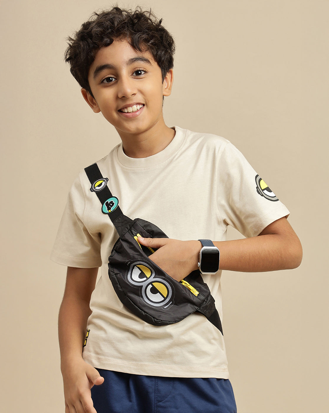 Minions Printed Regular Fit Tshirt with Pocket For Boys