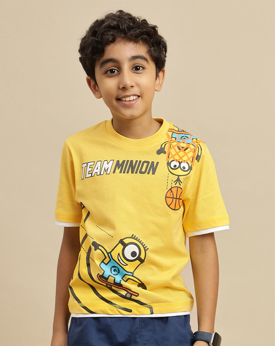 Minions Printed Regular Fit Tshirt For Boys