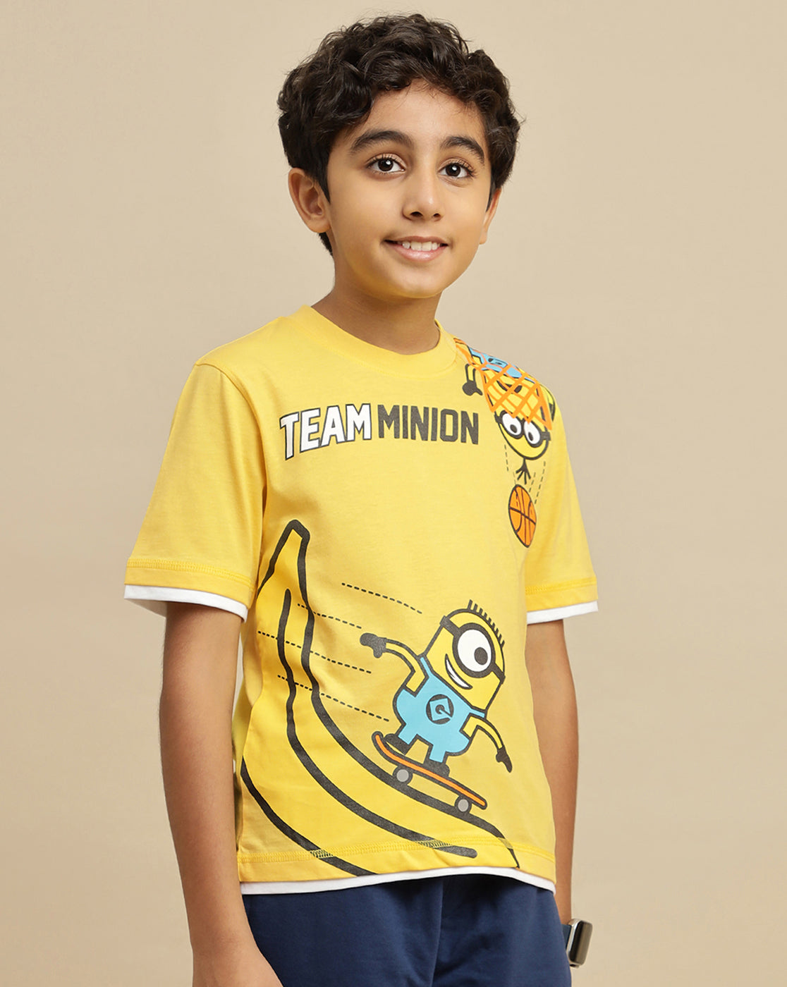 Minions Printed Regular Fit Tshirt For Boys
