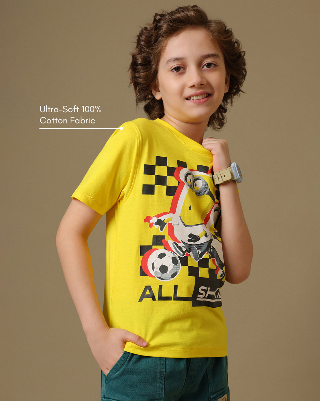 Minions Printed Regular Fit Tshirt For Boys