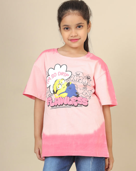 Minions Printed Oversized Tshirt For Girls