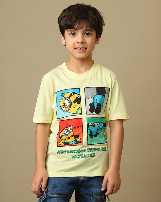 Minions Printed Regular Fit Tshirt For Boys