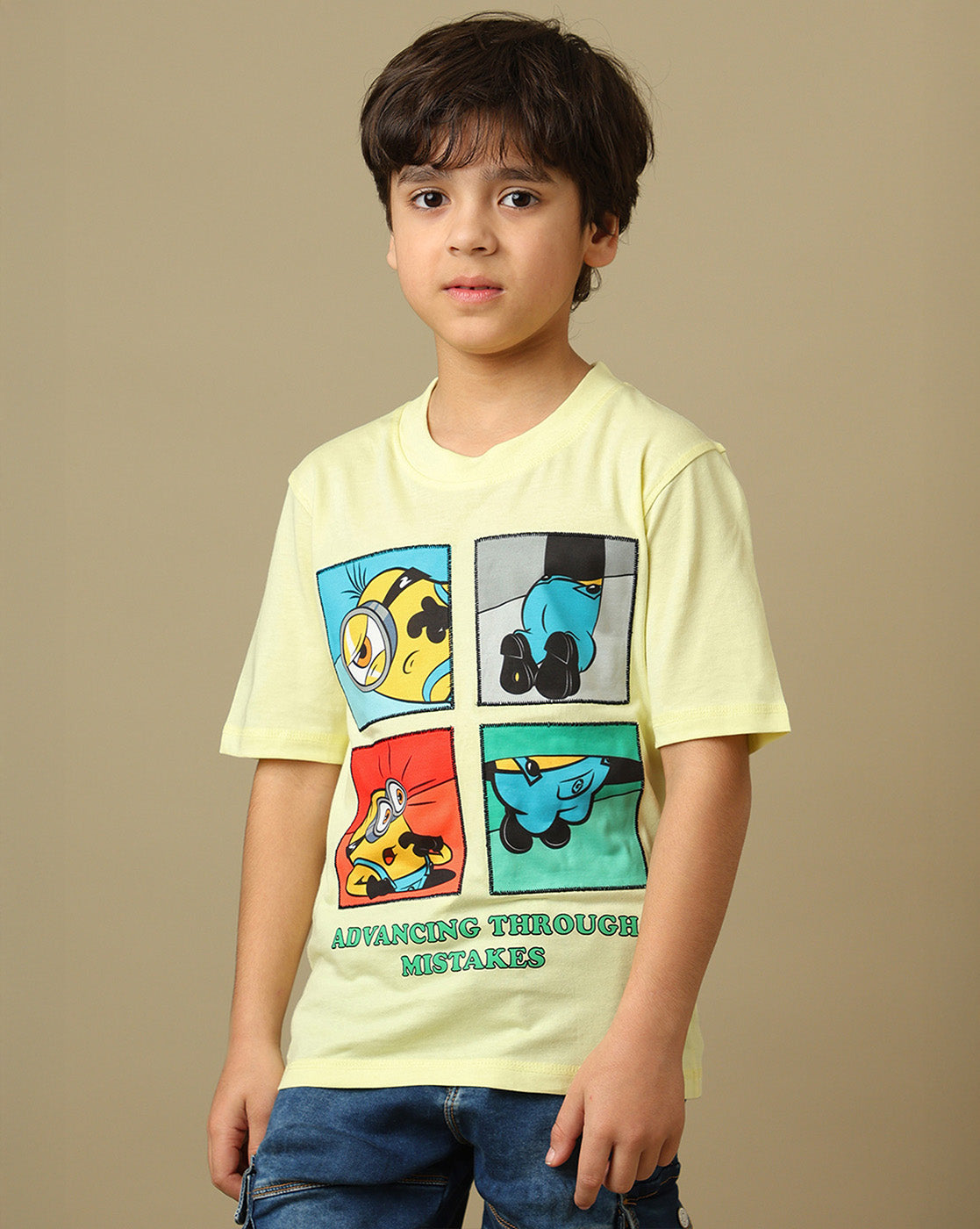 Minions Printed Regular Fit Tshirt For Boys