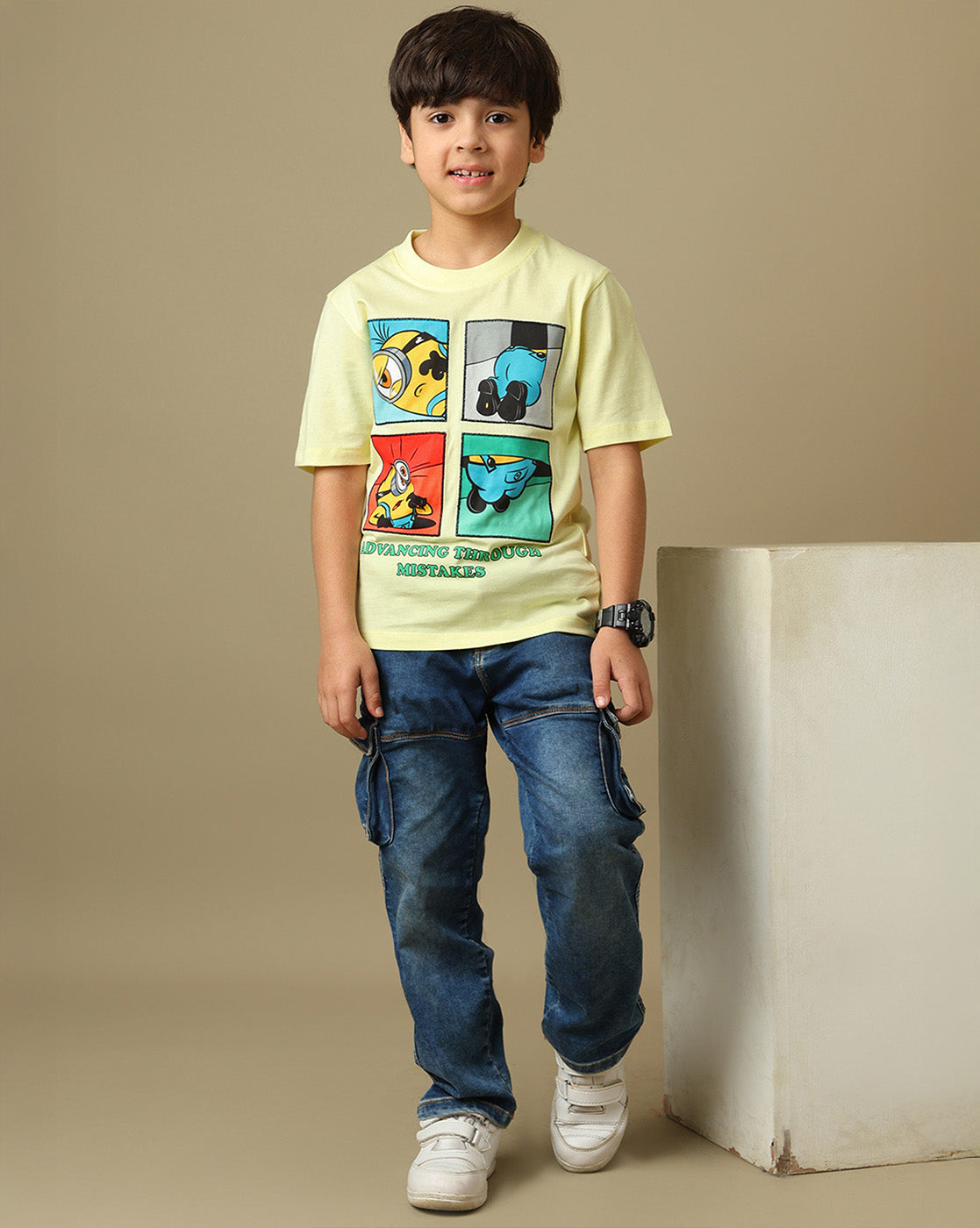 Minions Printed Regular Fit Tshirt For Boys