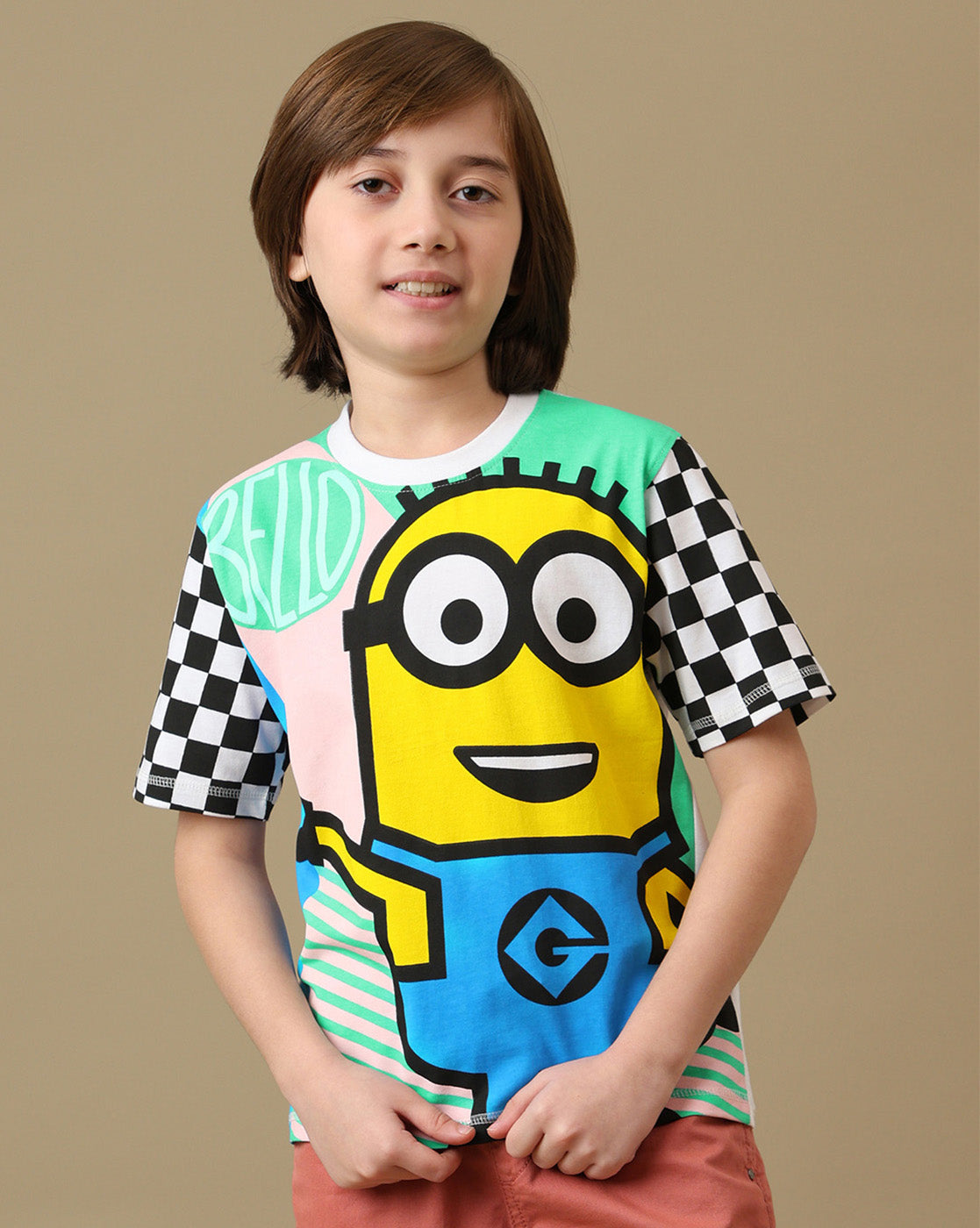 Minion Graphic Printed Regular Fit Tshirt For Boys