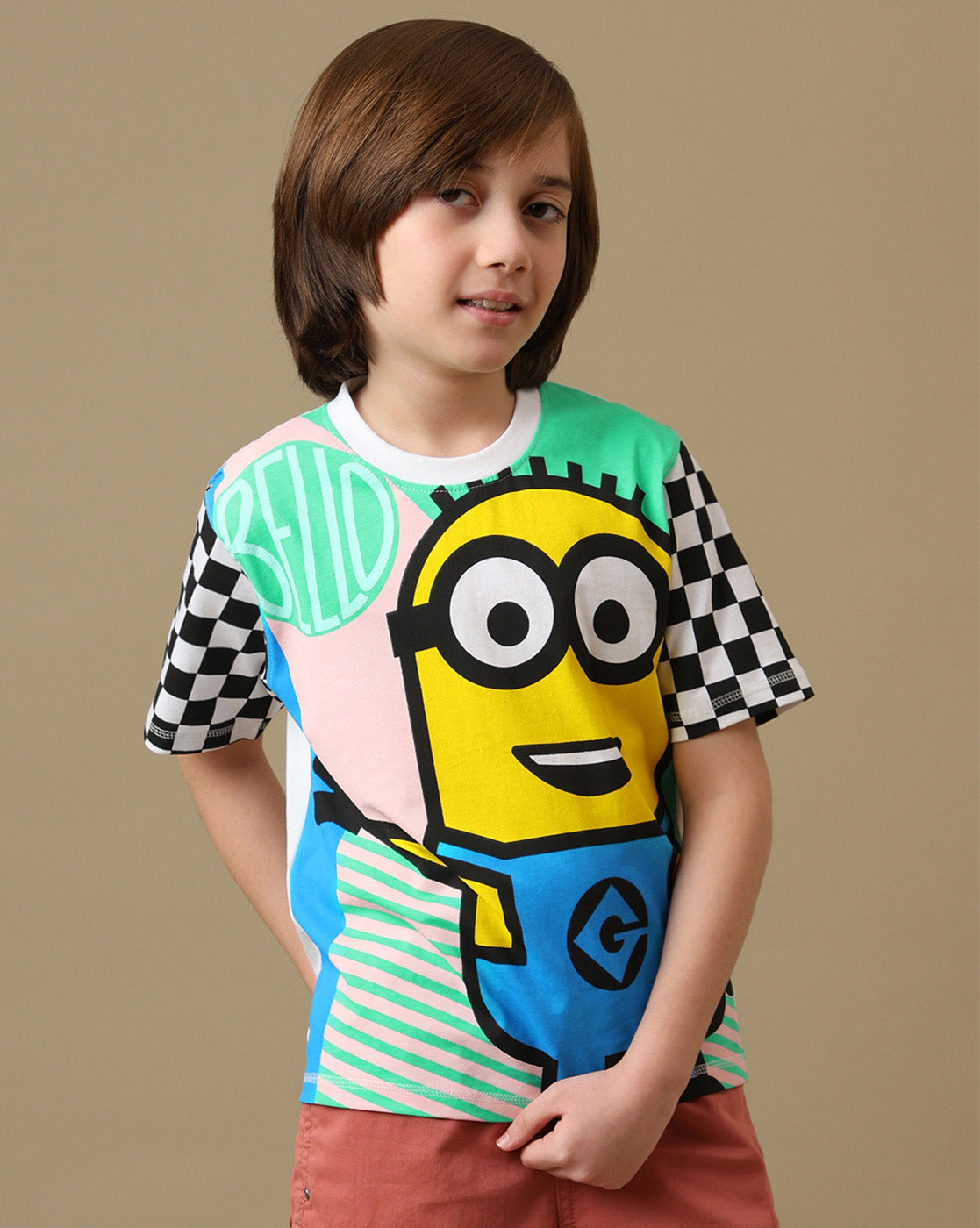 Minion Graphic Printed Regular Fit Tshirt For Boys