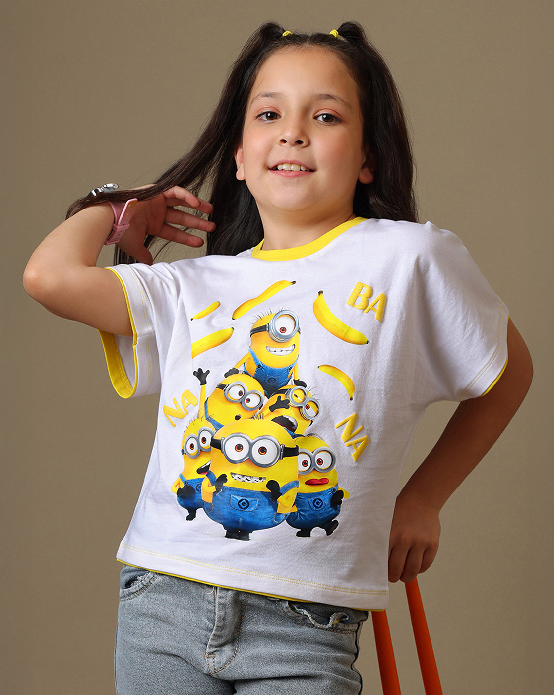 Minions Printed Boxy Fit Tshirt For Girls