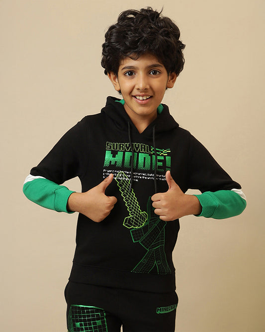 Minecraft Printed Regular Fit Hoodie For Boys