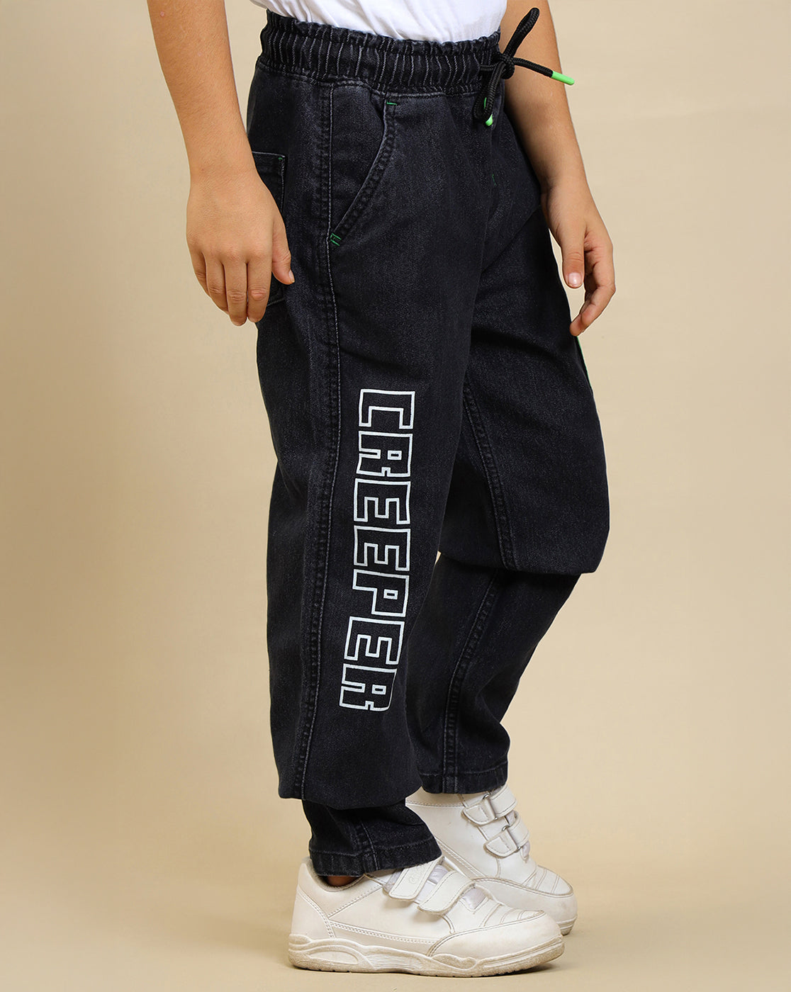 Minecraft Printed Regular Fit Denim Jogger For Boys
