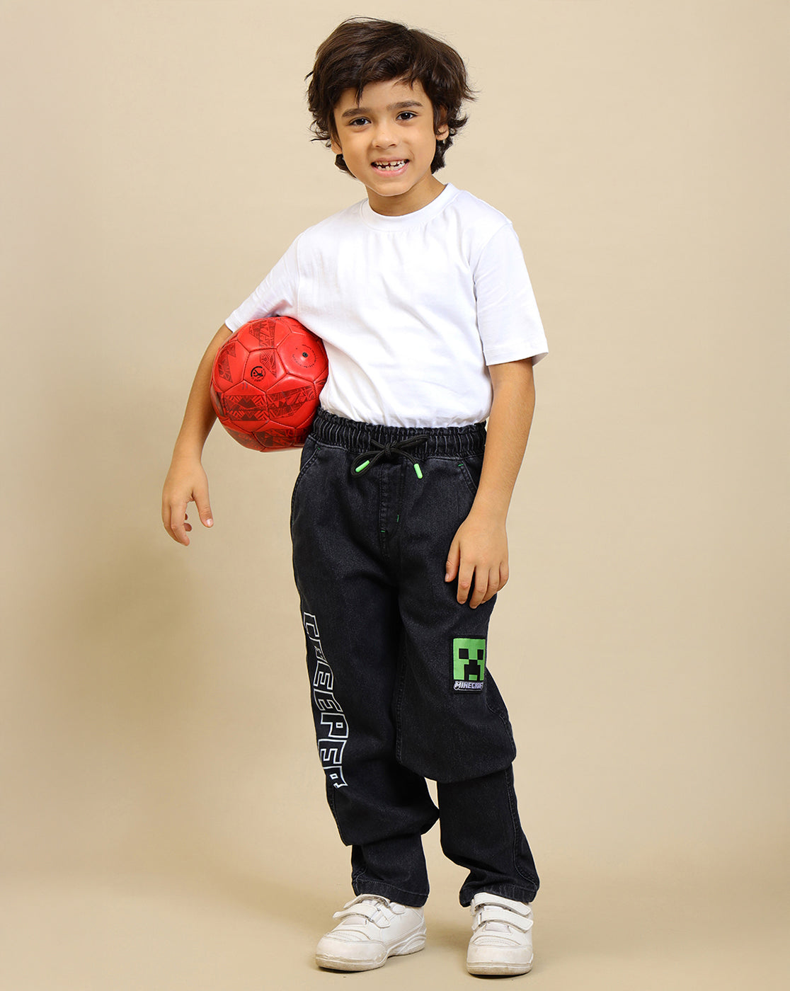 Minecraft Printed Regular Fit Denim Jogger For Boys