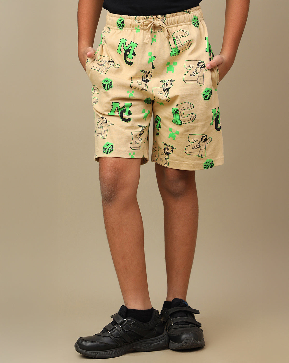 Minecraft Printed Regular Fit Shorts For Boys