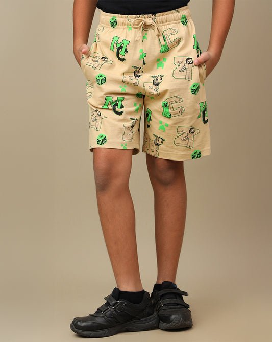 Minecraft Printed Regular Fit Shorts For Boys