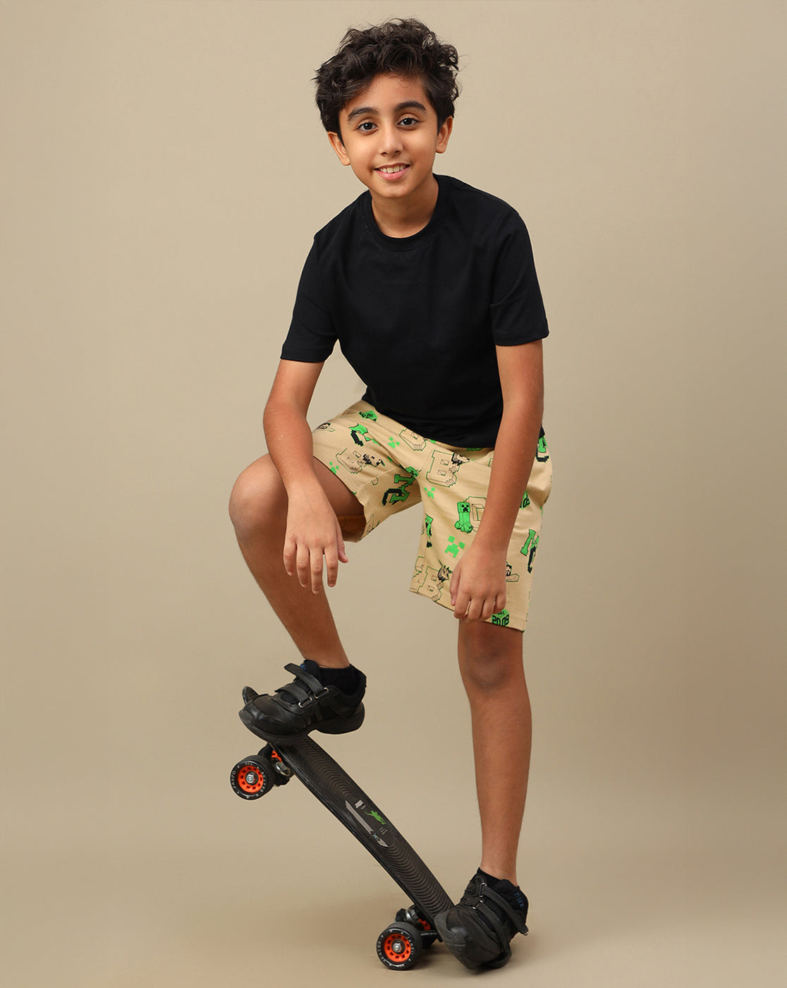 Minecraft Printed Regular Fit Shorts For Boys