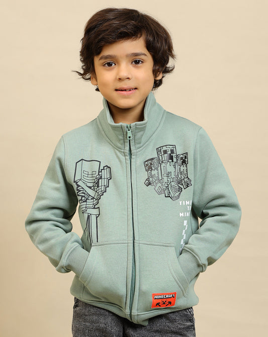 Minecraft Printed Sweatshirt with Zipper For Boys