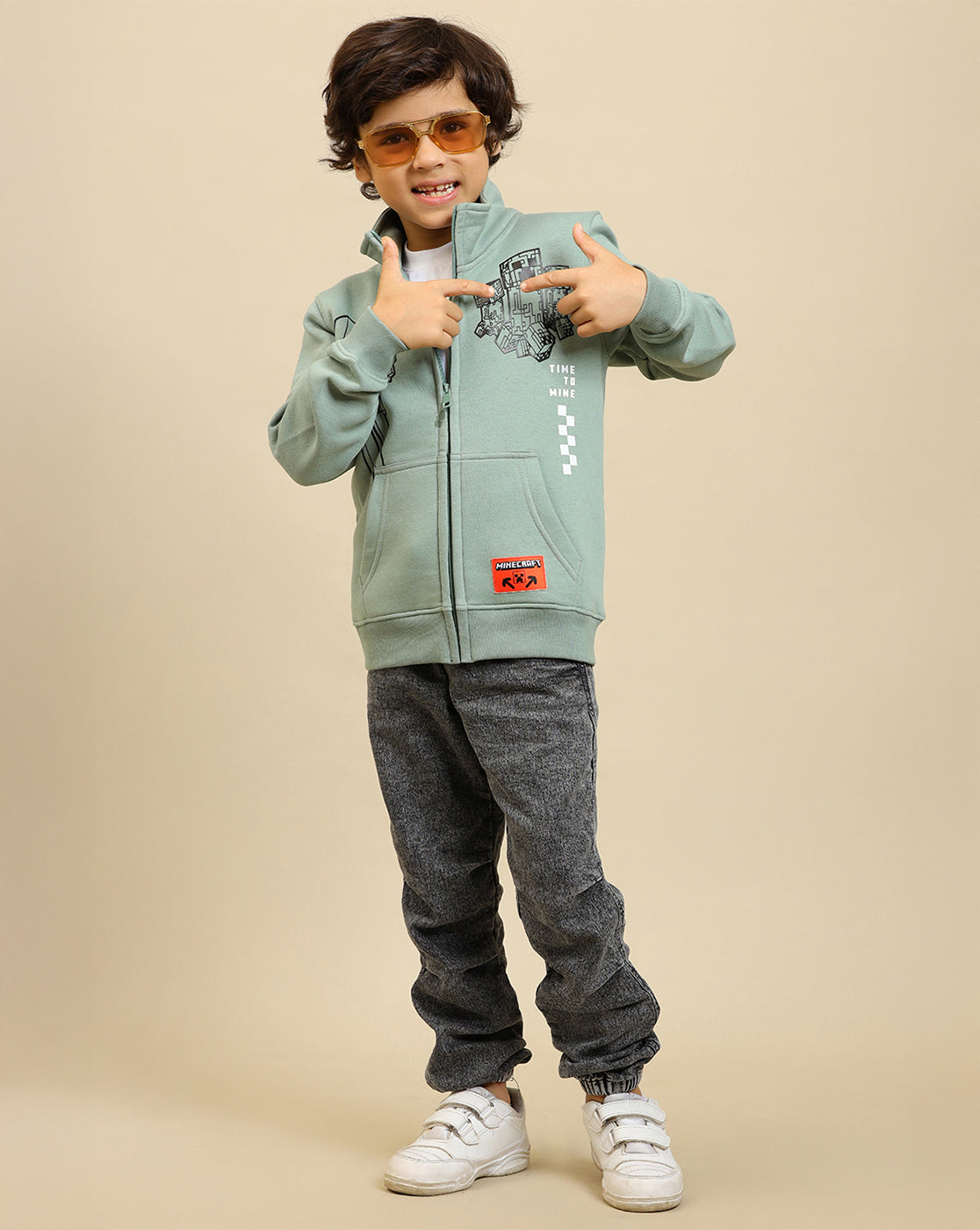 Minecraft Printed Sweatshirt with Zipper For Boys