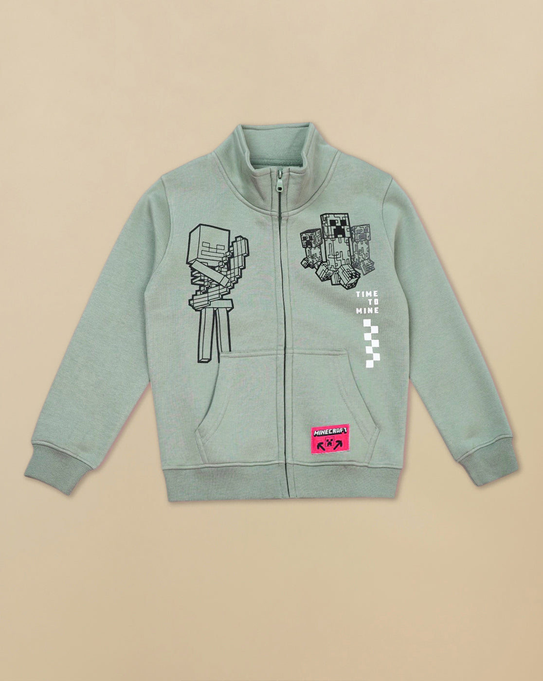 Minecraft Printed Sweatshirt with Zipper For Boys