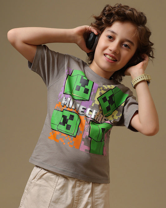 Minecraft Printed Regular Fit Tshirt For Boys