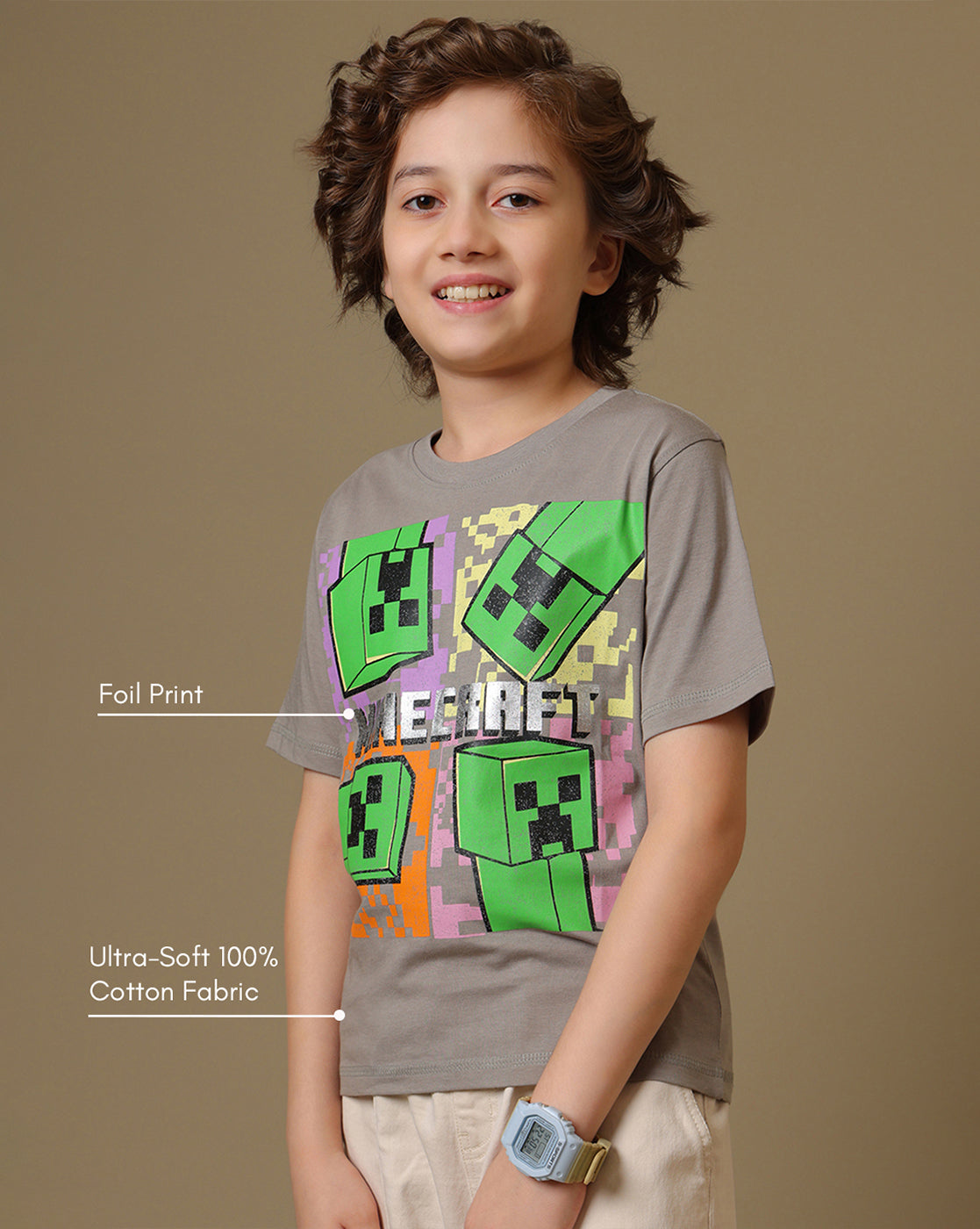 Minecraft Printed Regular Fit Tshirt For Boys