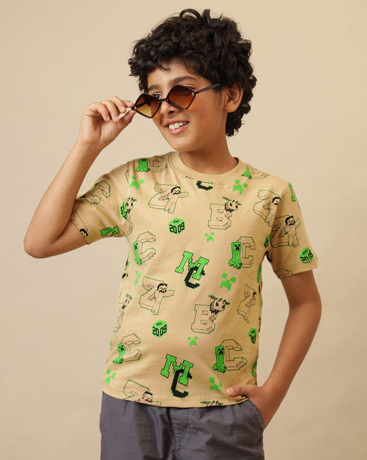 Minecraft Printed Regular Fit Tshirt For Boys