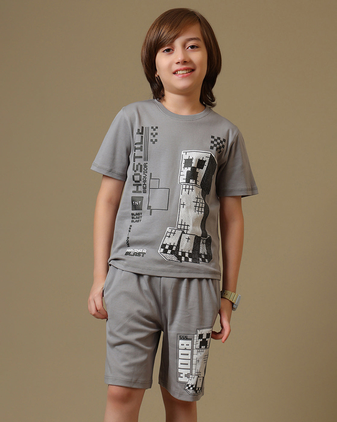 Minecraft Printed Tshirt & Short Set For Boys