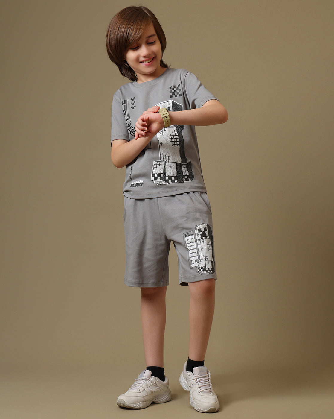 Minecraft Printed Tshirt & Short Set For Boys