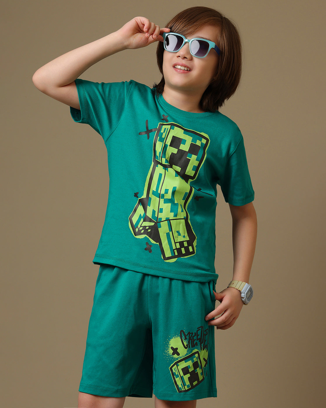 Minecraft Printed Tshirt & Short Set For Boys