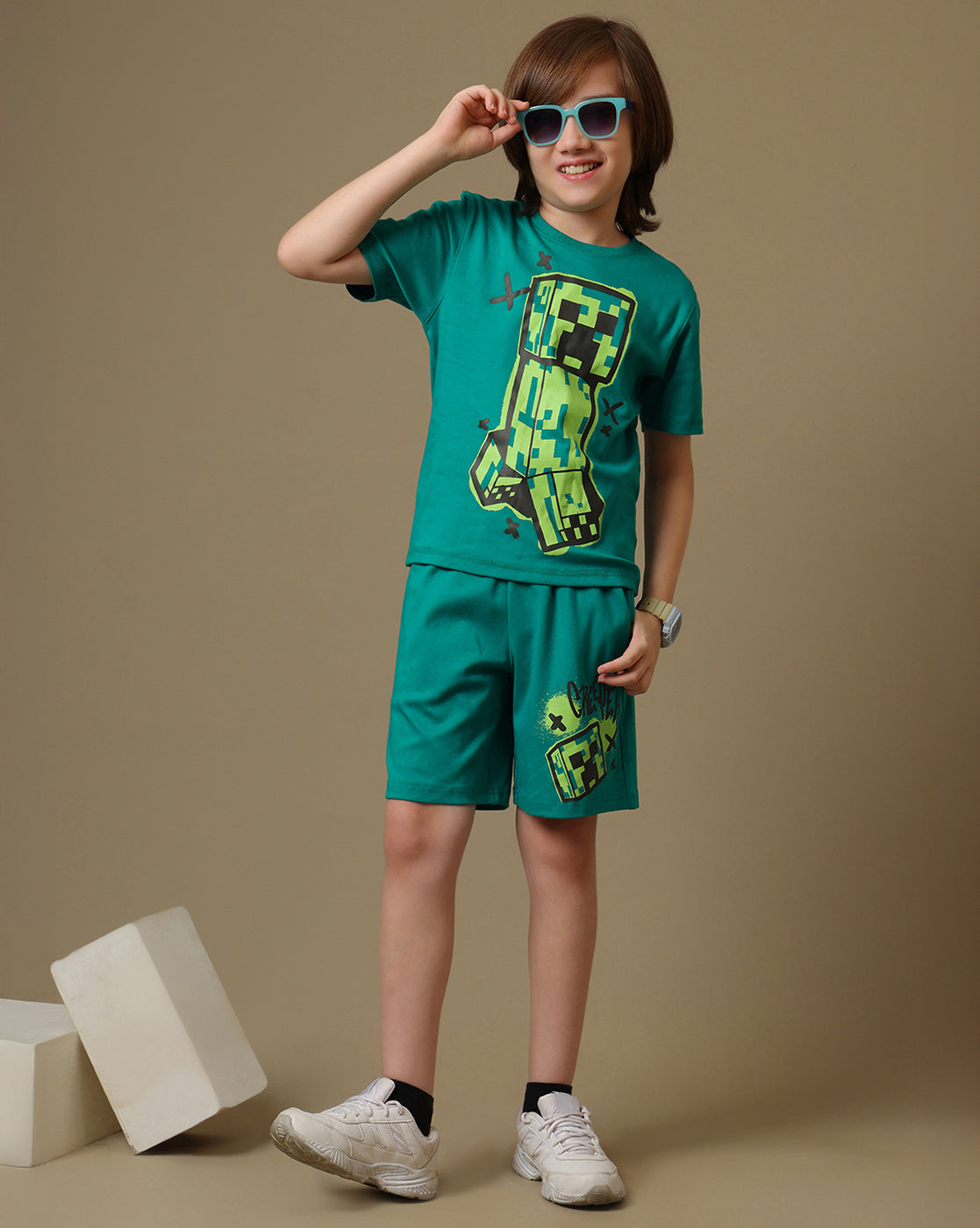 Minecraft Printed Tshirt & Short Set For Boys