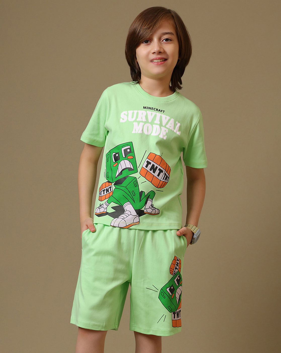 Minecraft Printed Tshort & Short Set For Boys