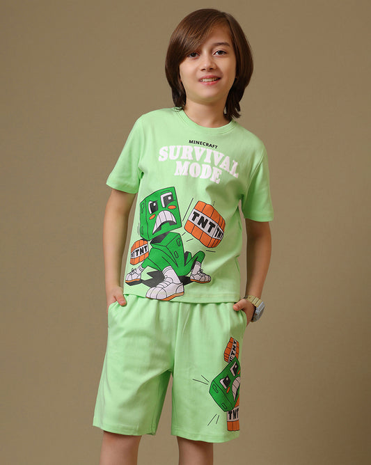 Minecraft Printed Tshort & Short Set For Boys