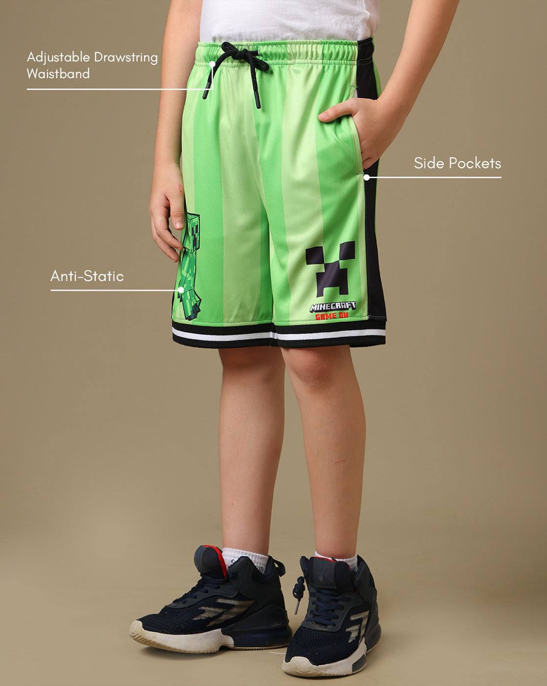 Minecraft Printed Relaxed Fit T-Shirt & Shorts For Boys