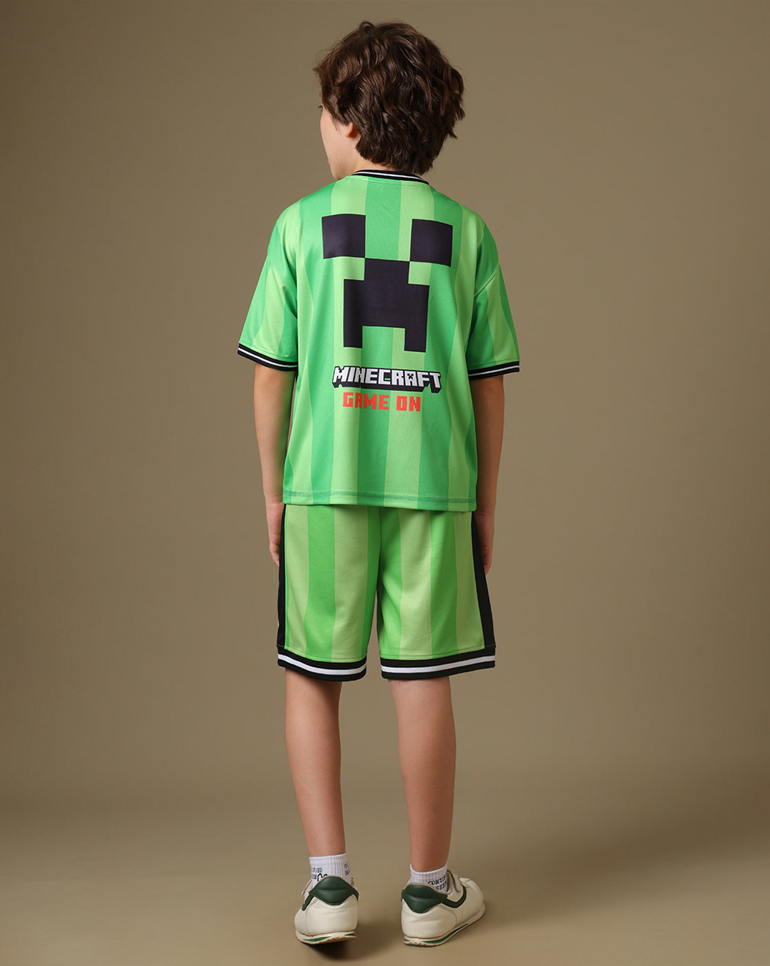 Minecraft Printed Relaxed Fit T-Shirt & Shorts For Boys