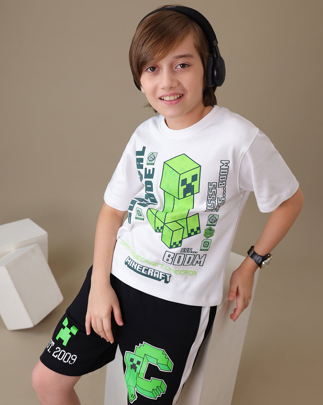 Minecraft Regular Fit Tshirt & Short Set Boys