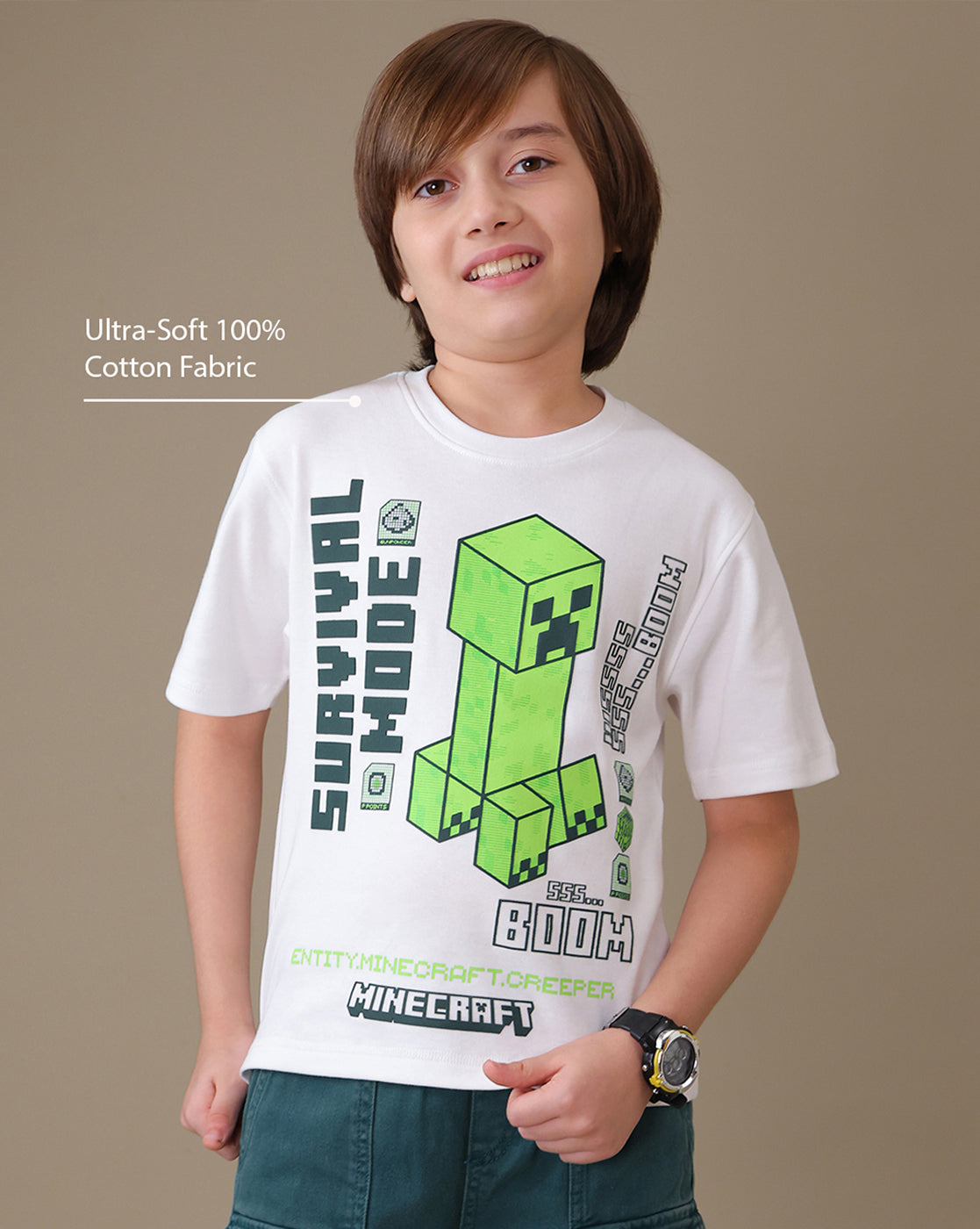 Minecraft Regular Fit Tshirt & Short Set Boys
