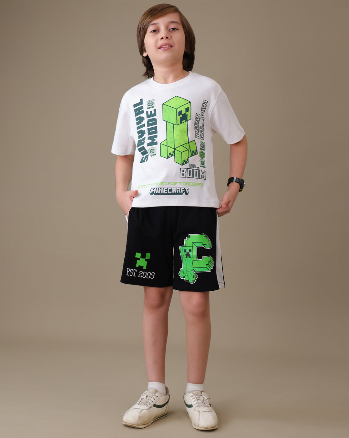 Minecraft Regular Fit Tshirt & Short Set Boys