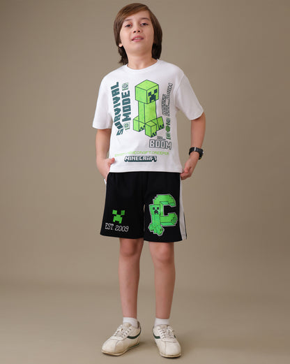 Minecraft Regular Fit Tshirt & Short Set Boys