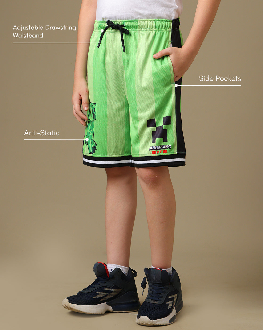Minecraft Printed Regular Fit Shorts For Boys