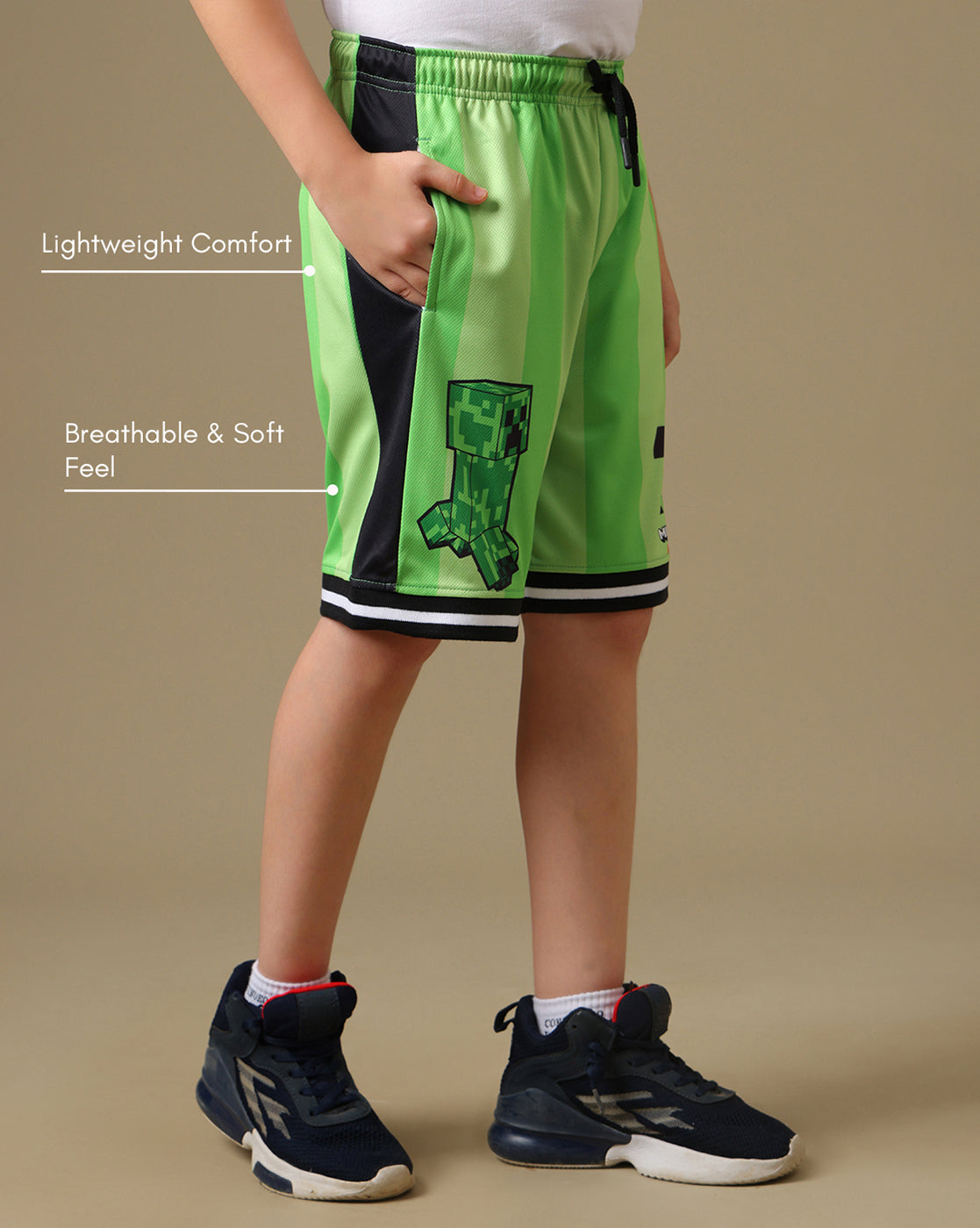 Minecraft Printed Regular Fit Shorts For Boys