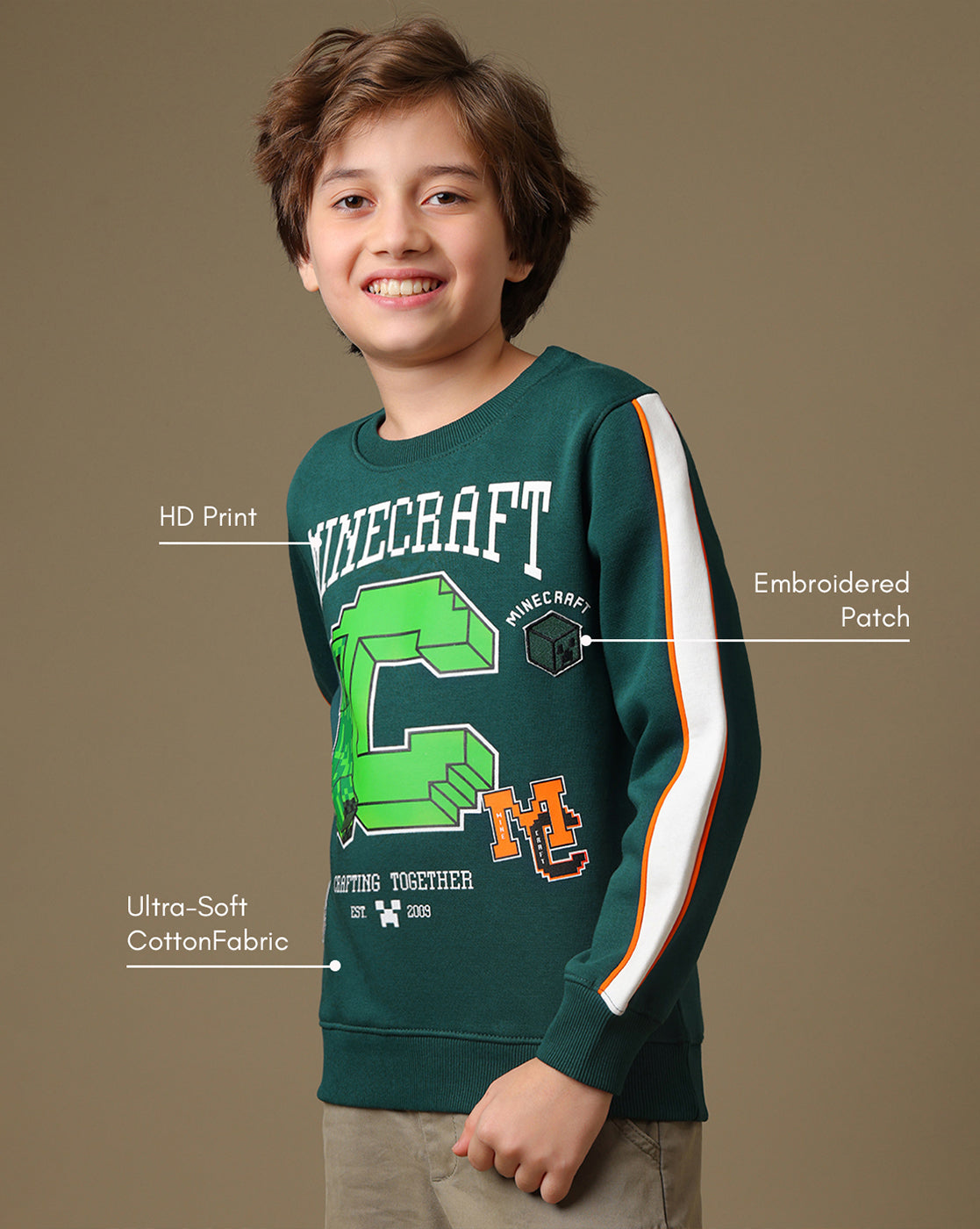 Minecraft Printed Regular Fit Sweatshirt For Boys