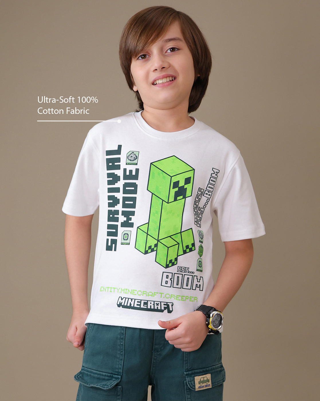 Minecraft Creeper Regular Fit Tshirt Boys