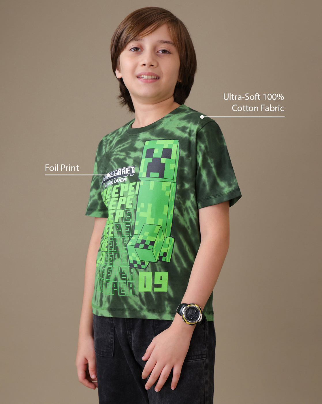 Minecraft Creeper Regular Fit Tshirt Boys