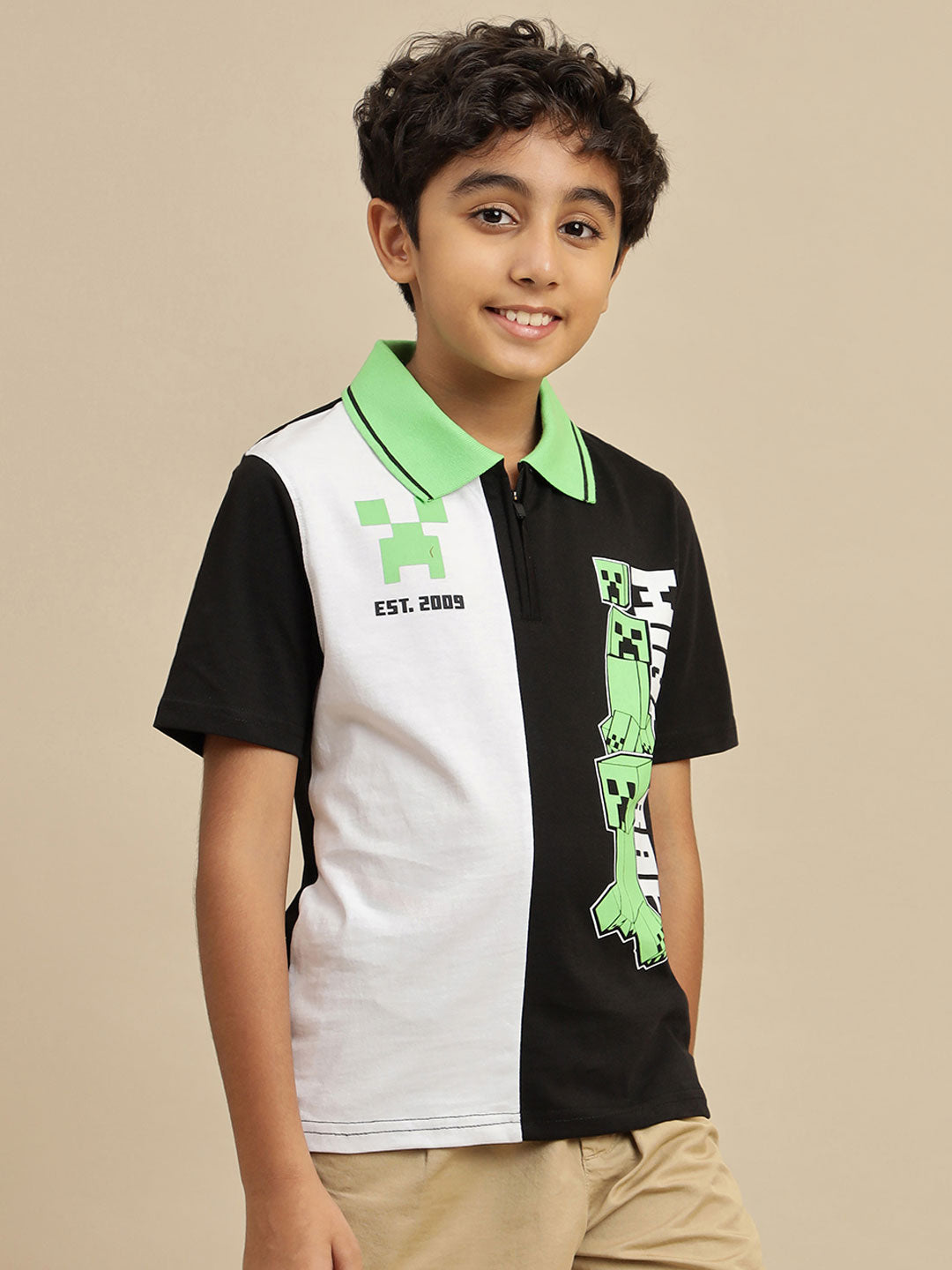 Minecraft Printed Regular Fit Polo T-Shirt For Boys