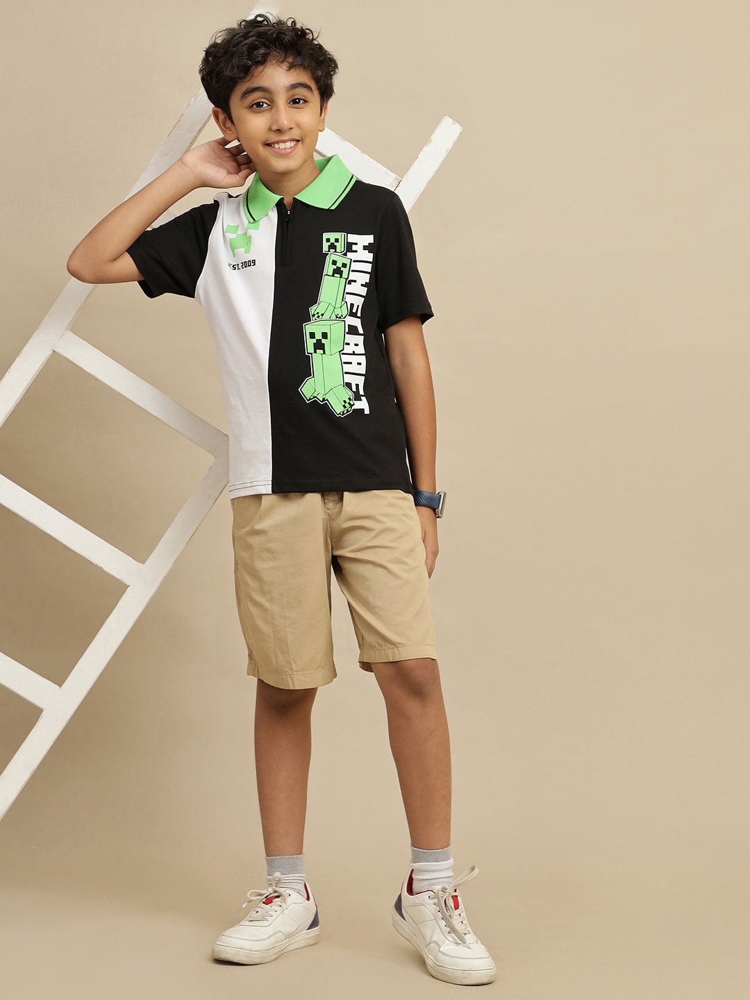 Minecraft Printed Regular Fit Polo T-Shirt For Boys