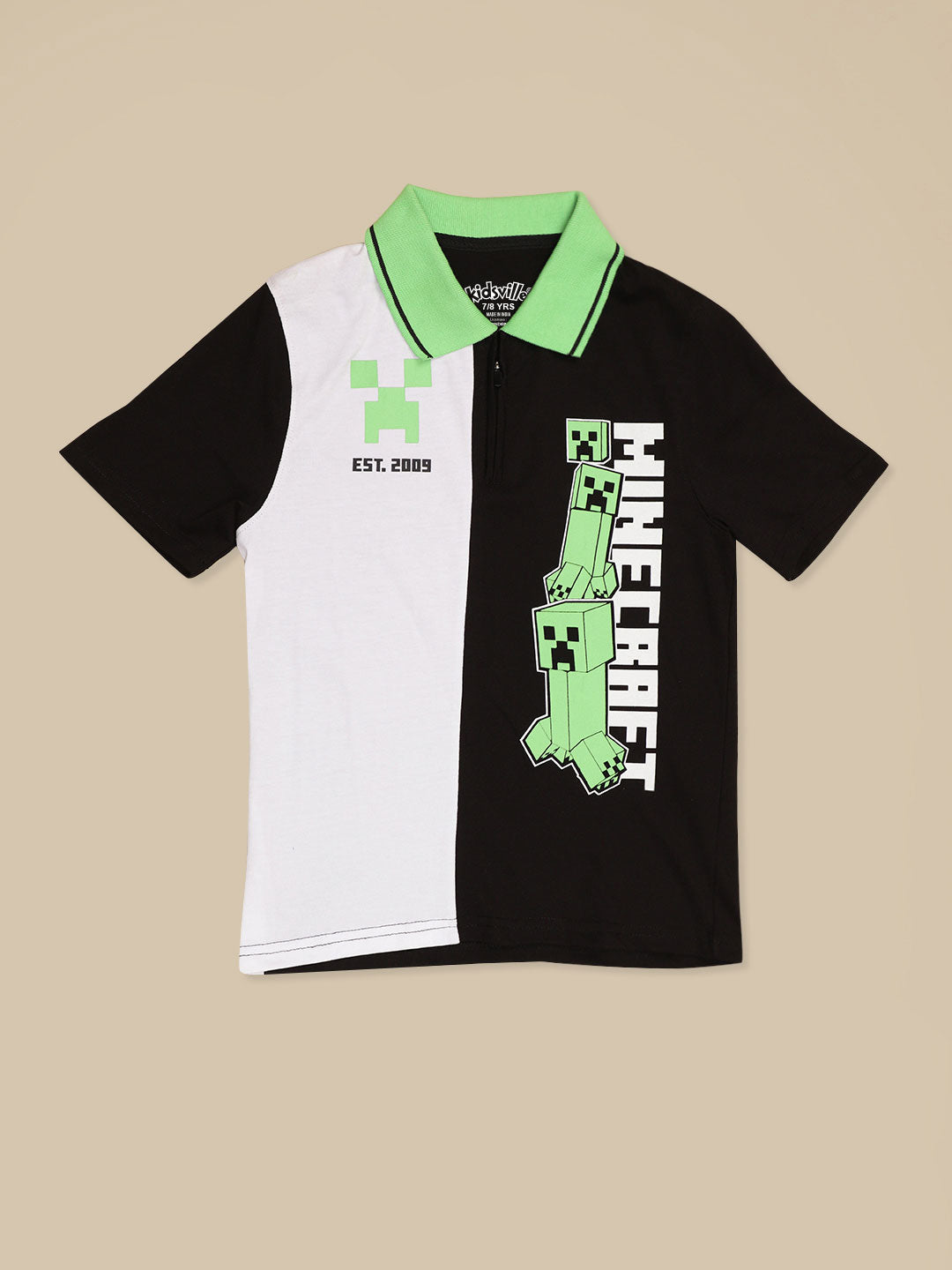 Minecraft Printed Regular Fit Polo T-Shirt For Boys