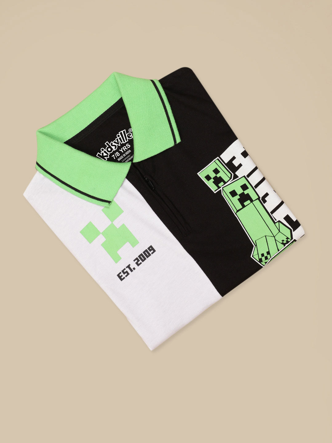 Minecraft Printed Regular Fit Polo T-Shirt For Boys