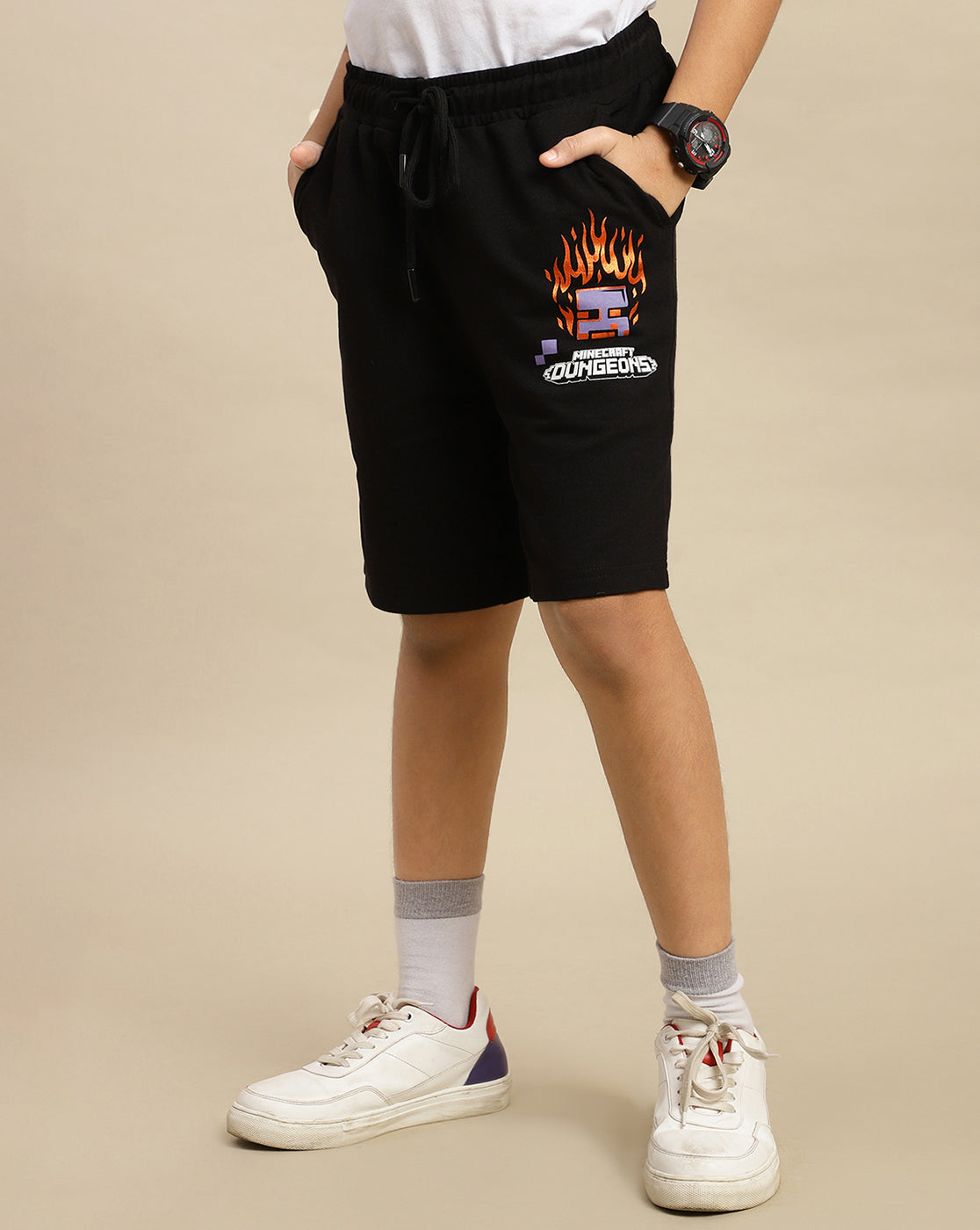 Minecraft Printed Regular Fit Shorts For Boys